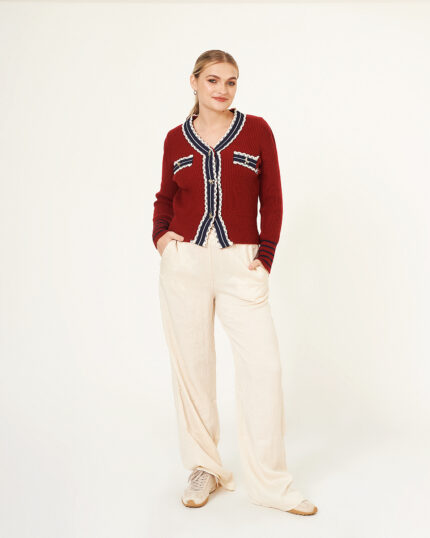 Cardigan Vintage con Detalles Tejidos